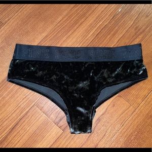 PINK VS suede extra low rise black cheekster underwear M
